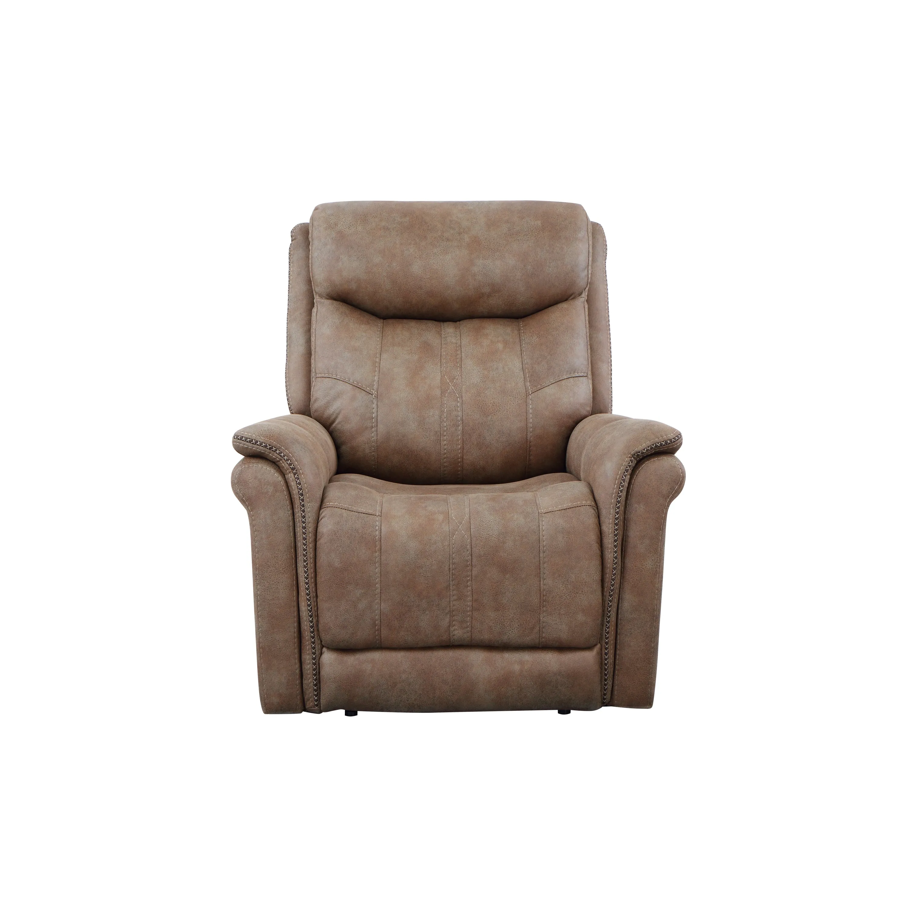 Luxurious Dual-Power Faux-Suede Recliner - Camel