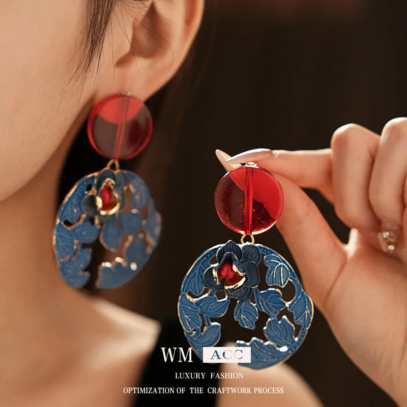 Luxurious Flower Geometric Flower Alloy Electroplating Earrings