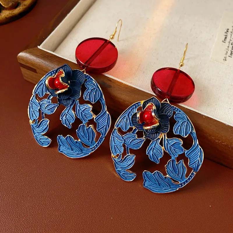 Luxurious Flower Geometric Flower Alloy Electroplating Earrings