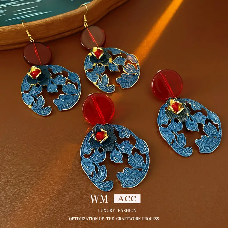 Luxurious Flower Geometric Flower Alloy Electroplating Earrings