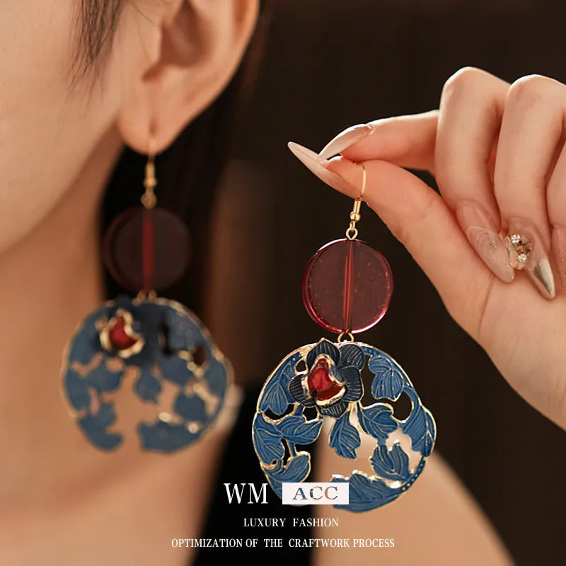Luxurious Flower Geometric Flower Alloy Electroplating Earrings