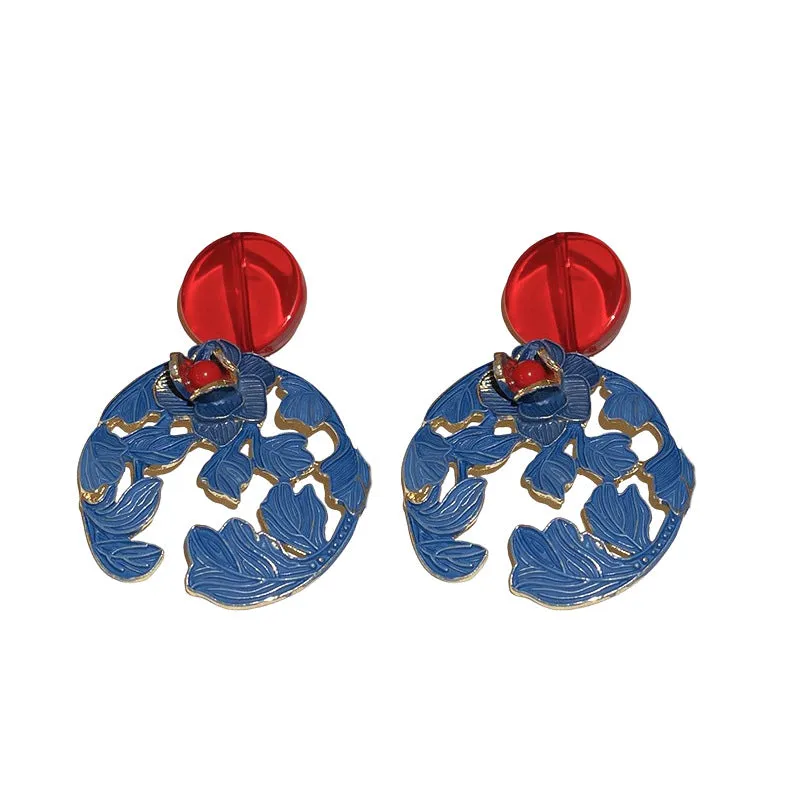 Luxurious Flower Geometric Flower Alloy Electroplating Earrings