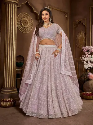 Luxurious Lavender Embroidered Bridal Lehenga Choli