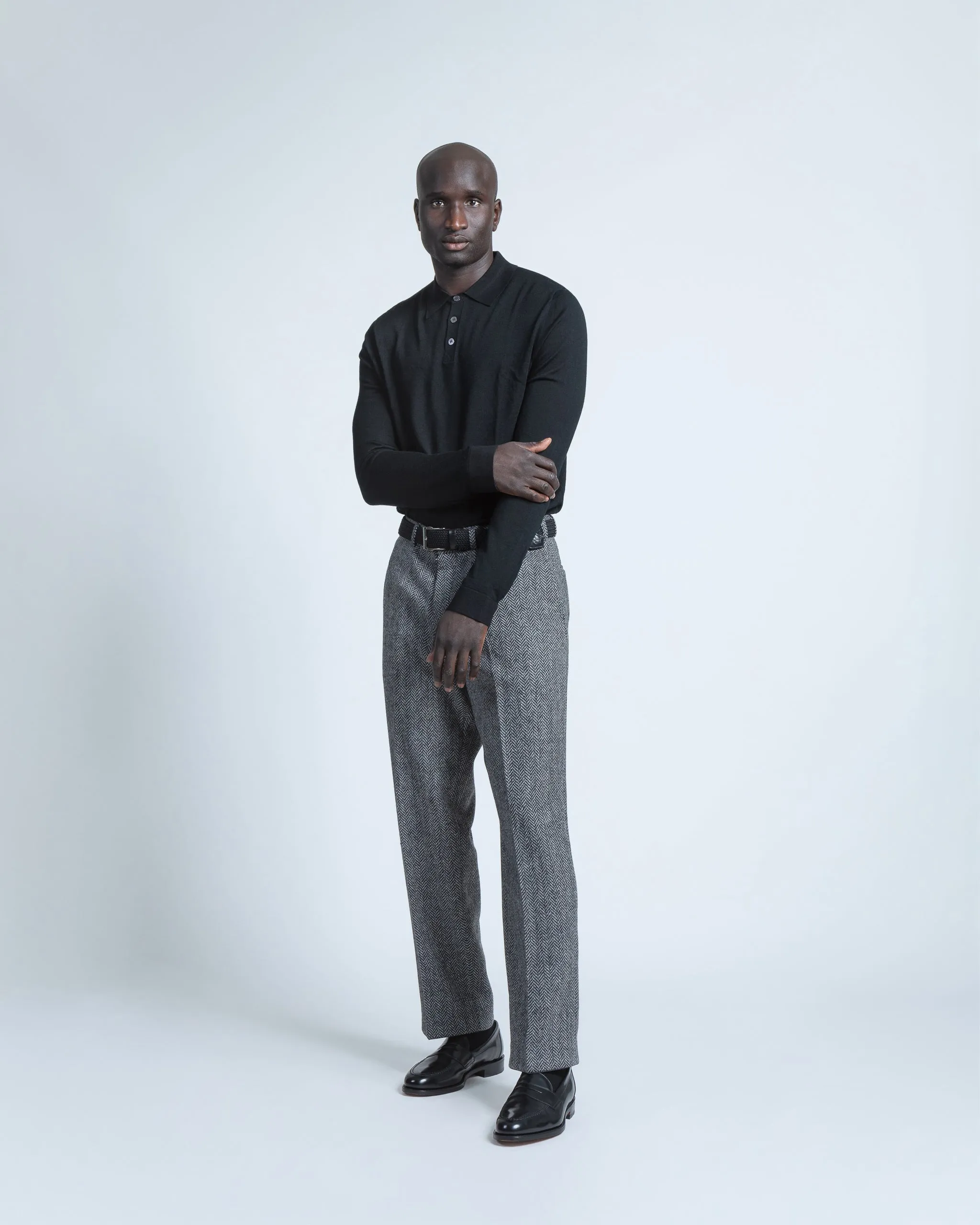 Luxurious Merino Polo in Black
