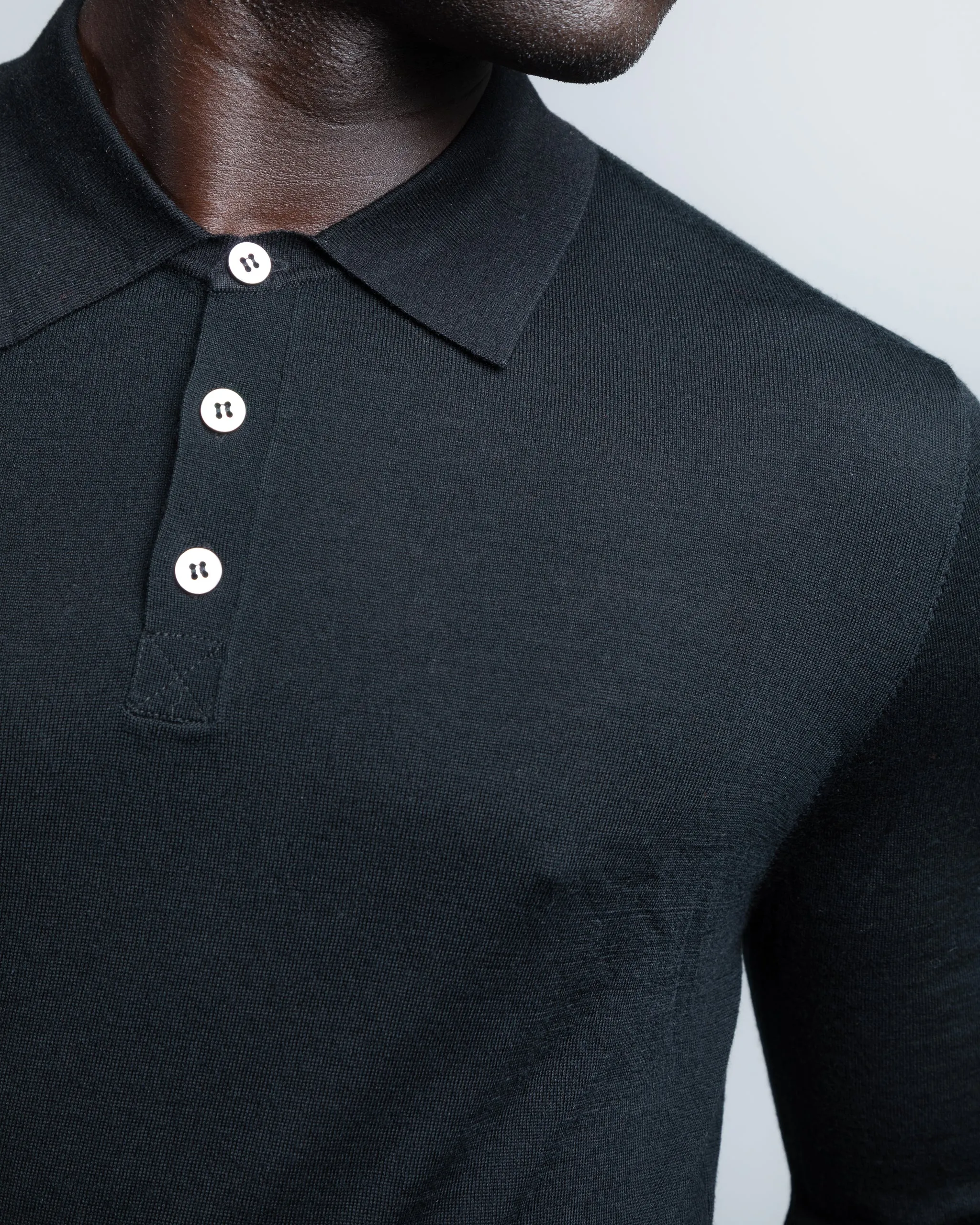 Luxurious Merino Polo in Black