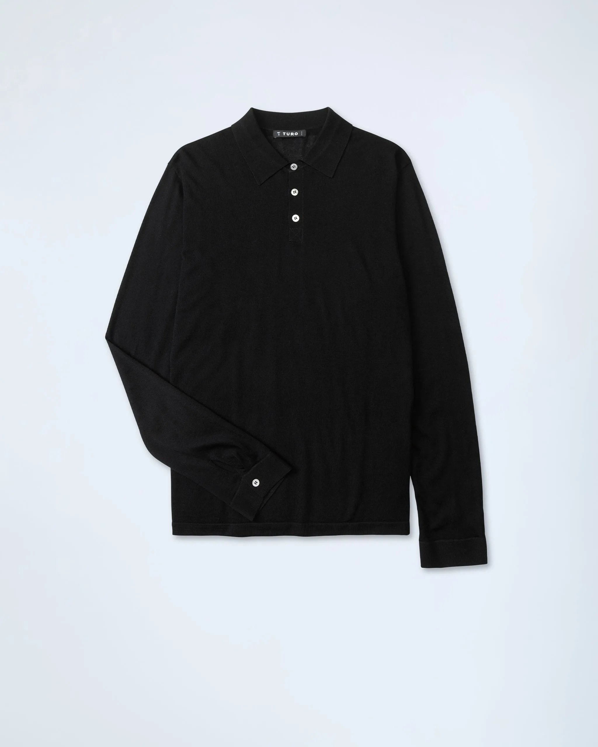 Luxurious Merino Polo in Black