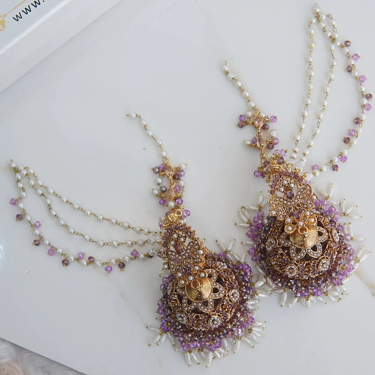 Luxurious Navratan Bridal Jhumka Matha Patti Guluband Set