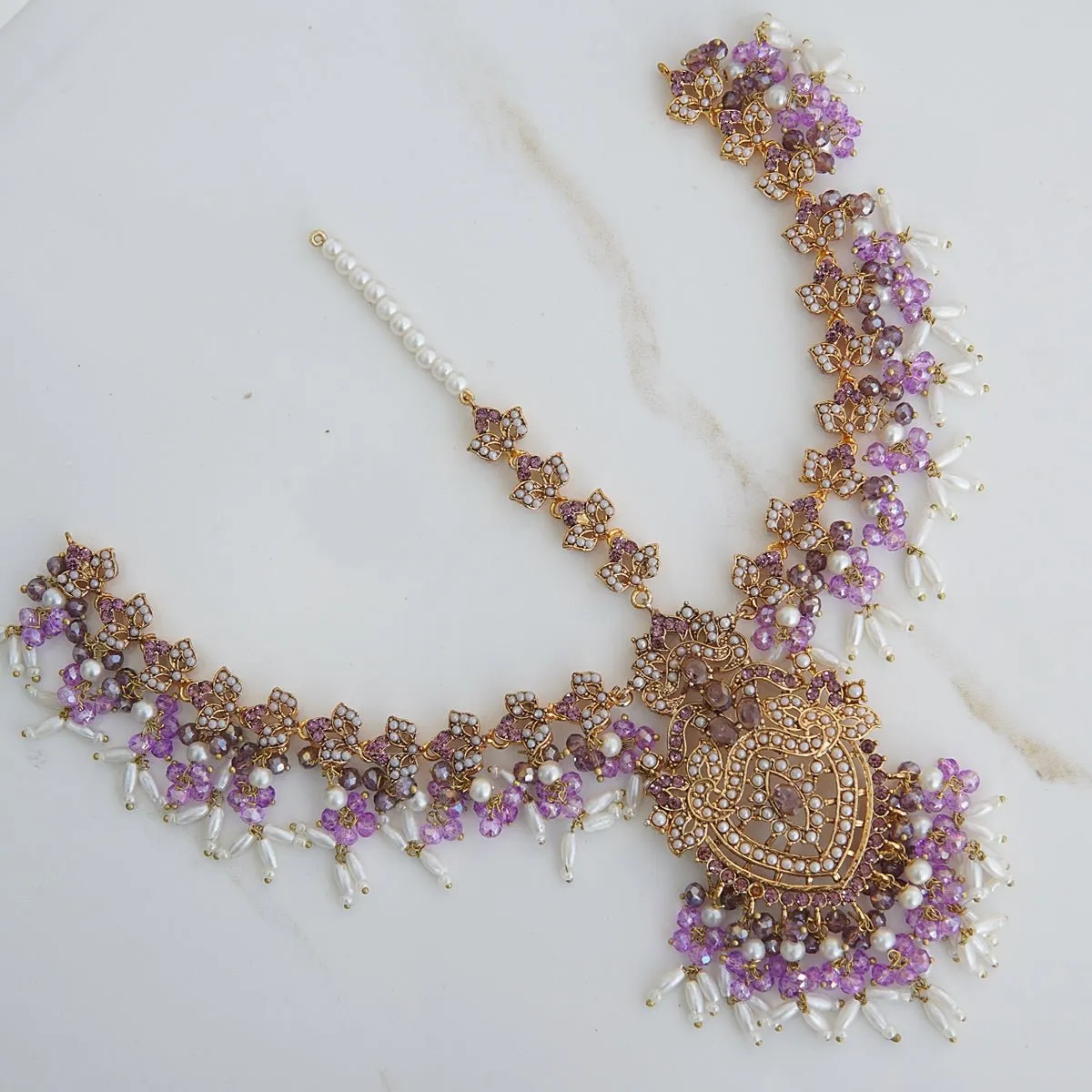 Luxurious Navratan Bridal Jhumka Matha Patti Guluband Set