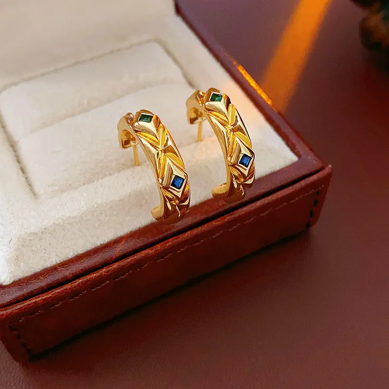Luxurious Quadrilateral Rhombus Copper Electroplating Earrings