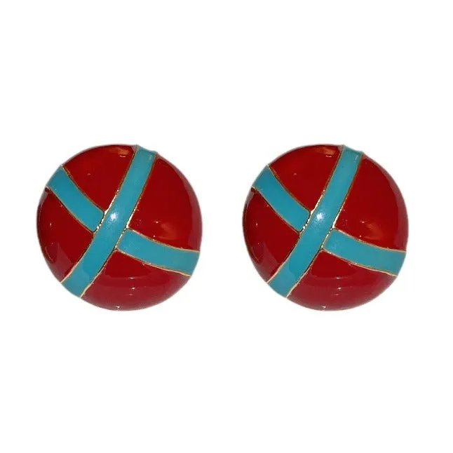 Luxurious Round Geometric Copper Oil Dripping Earrings