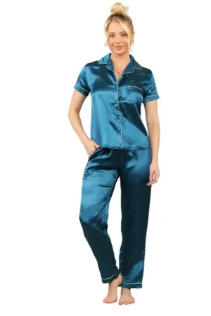 Luxurious Royal Blue Satin Pajama Set for Women