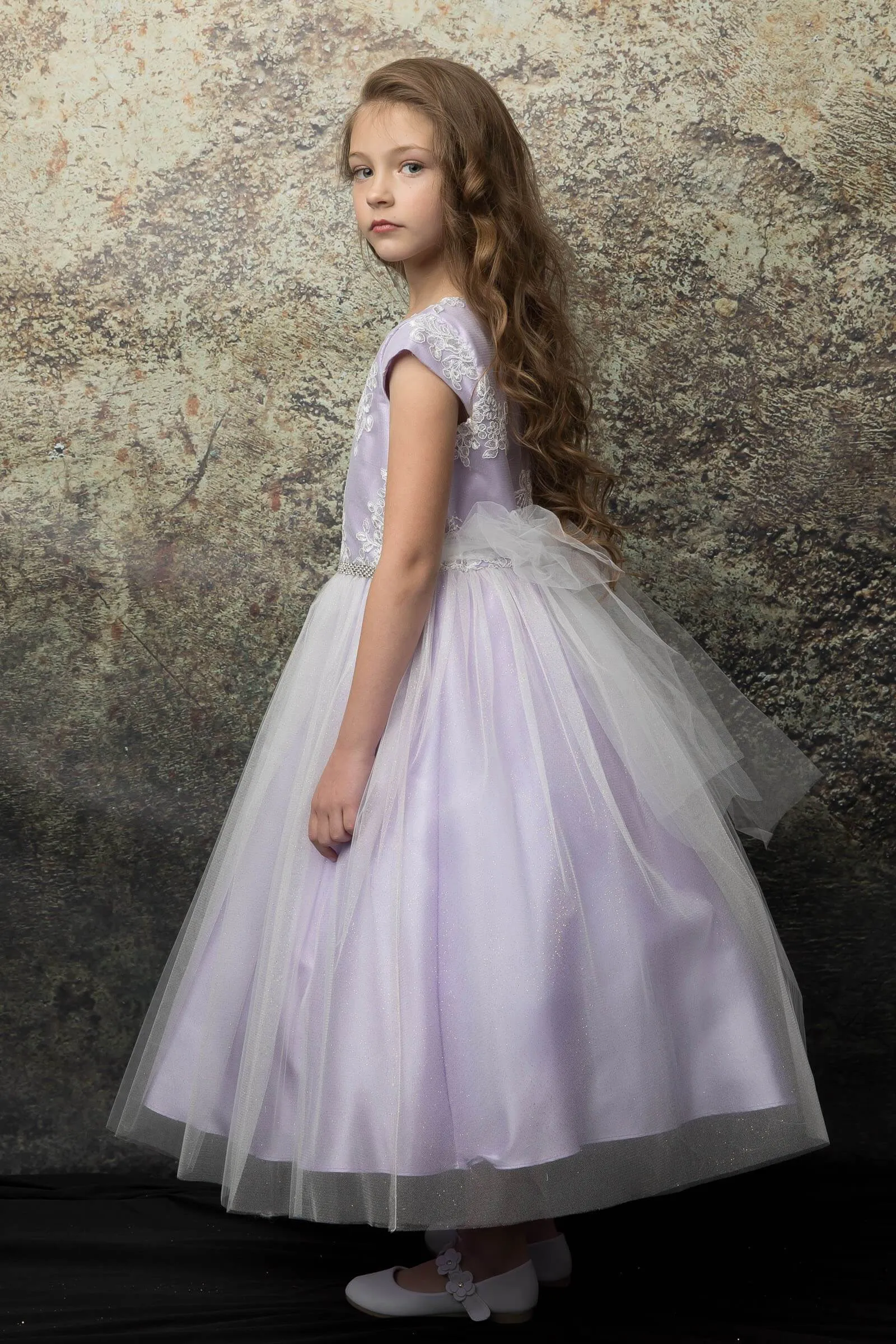 Luxurious Silk & Glittery Tulle Top Lilac