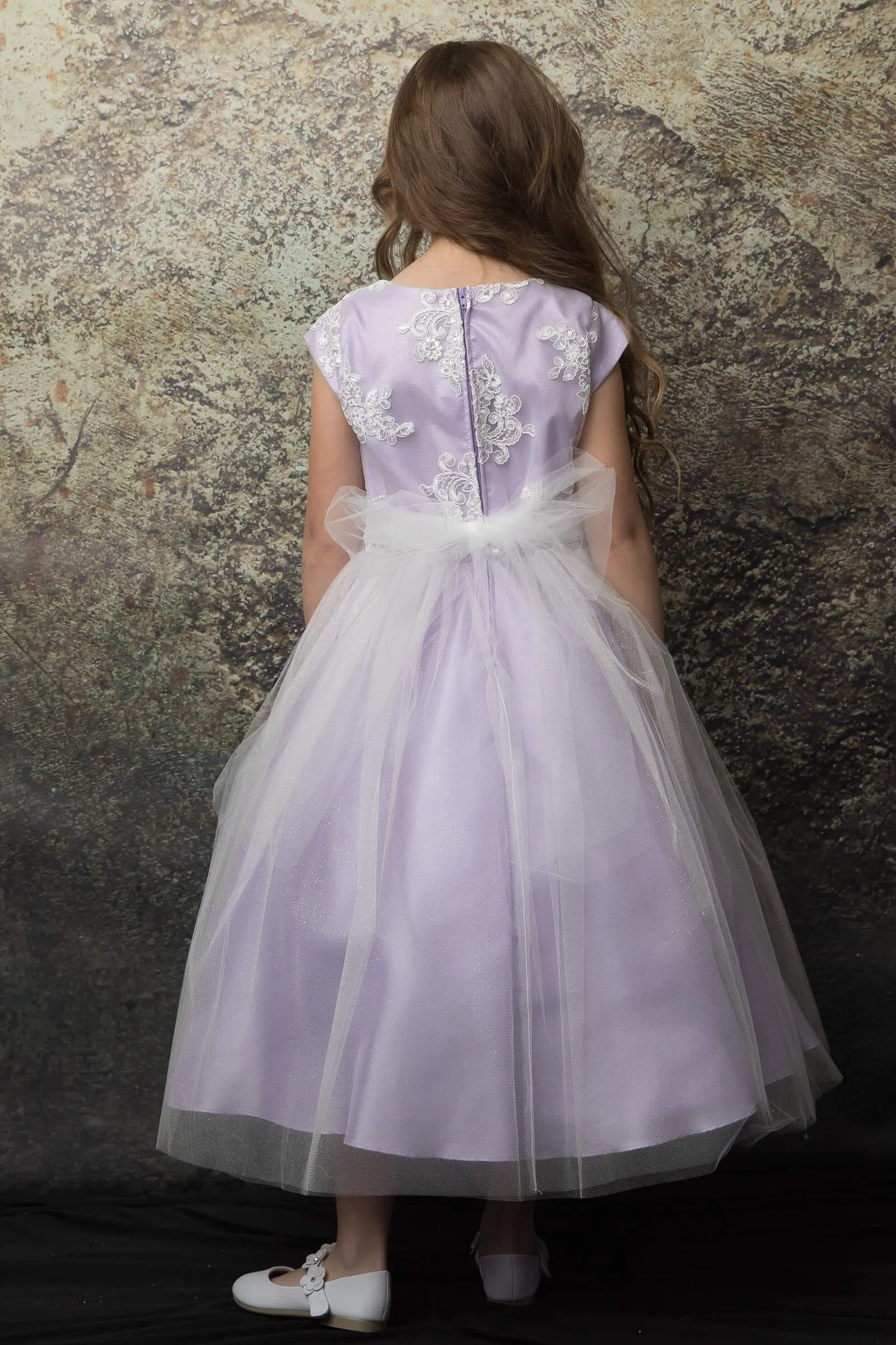 Luxurious Silk & Glittery Tulle Top Lilac