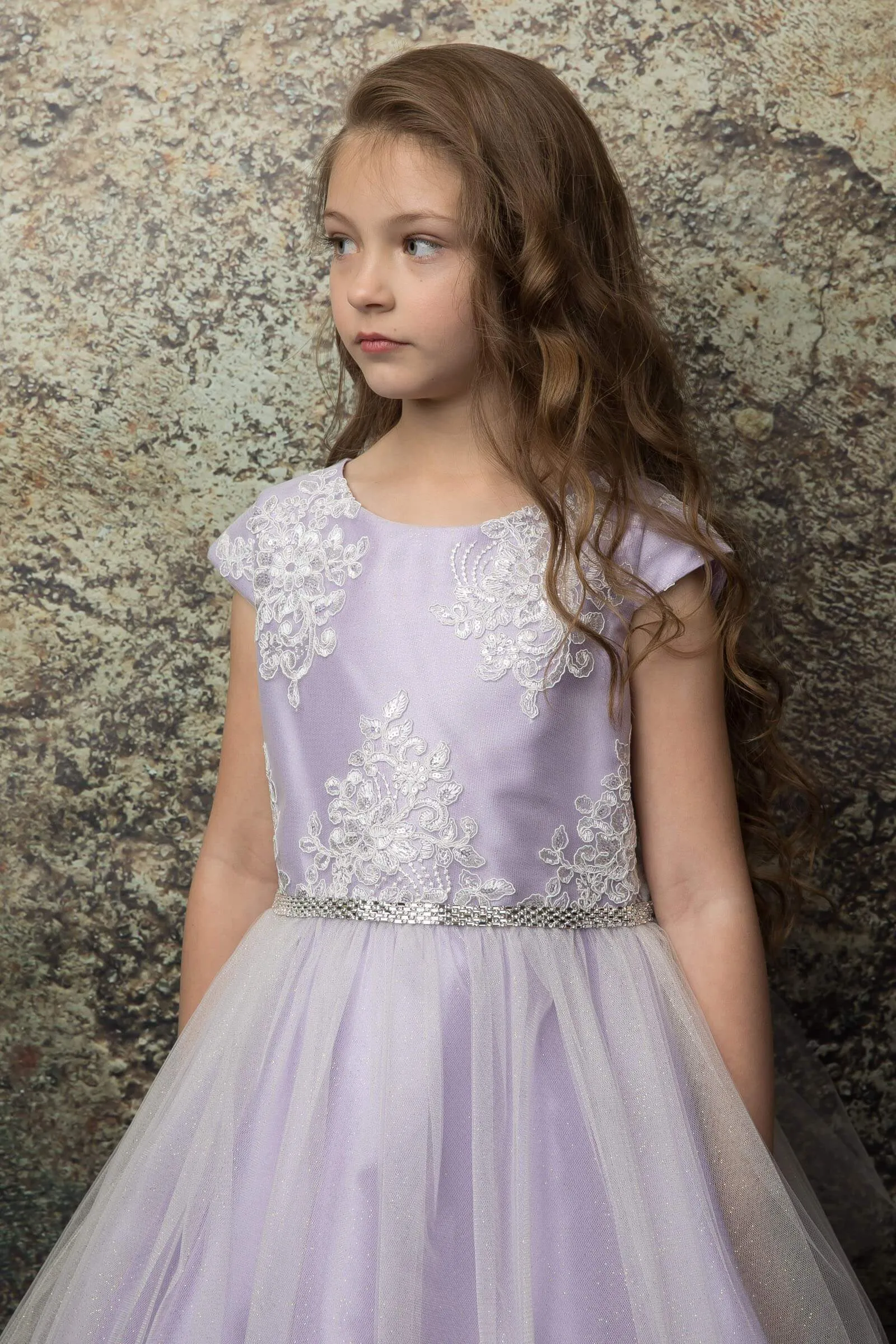 Luxurious Silk & Glittery Tulle Top Lilac