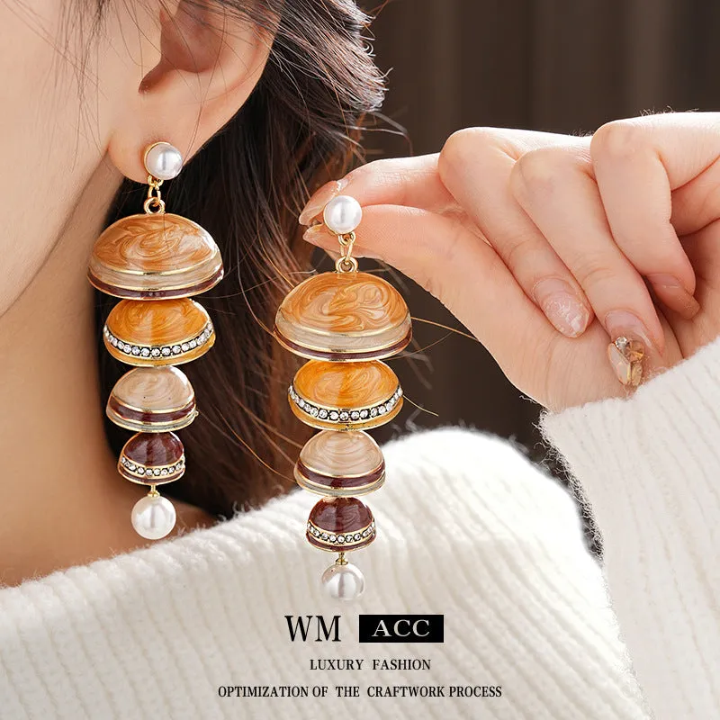 Luxurious Tassel Geometric Alloy Oil Dripping Earrings