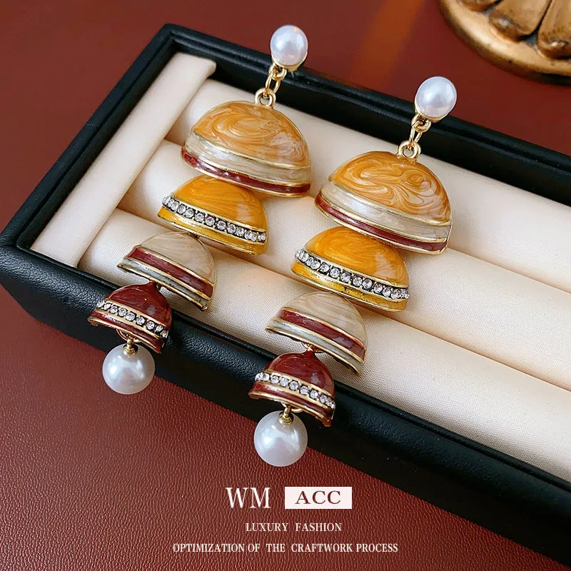 Luxurious Tassel Geometric Alloy Oil Dripping Earrings