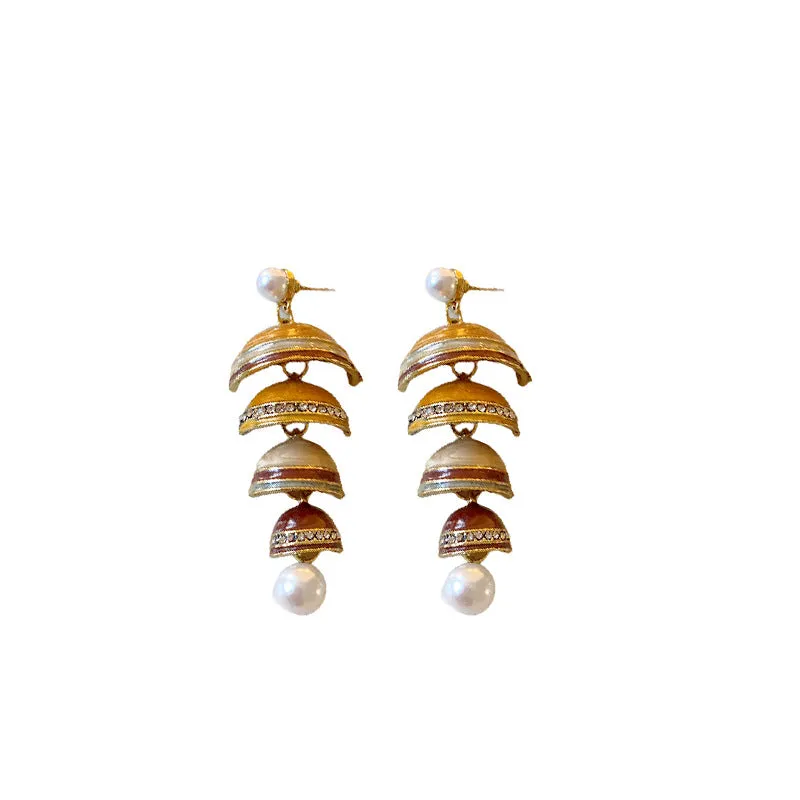 Luxurious Tassel Geometric Alloy Oil Dripping Earrings