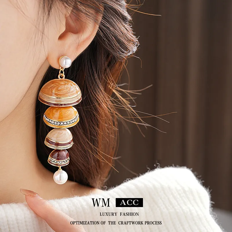 Luxurious Tassel Geometric Alloy Oil Dripping Earrings