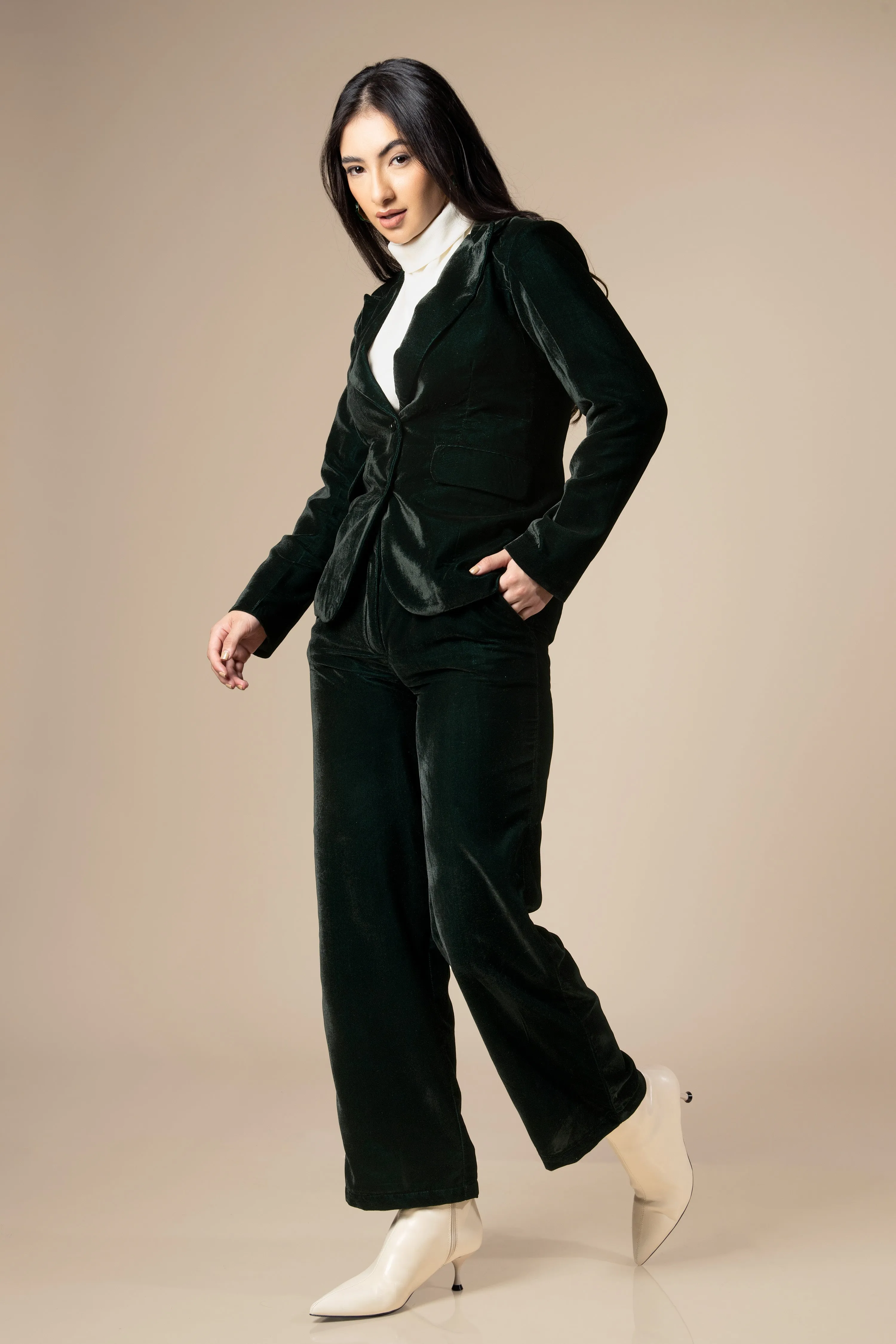 Luxurious Velvet Blazer Co-Ord Set For Women