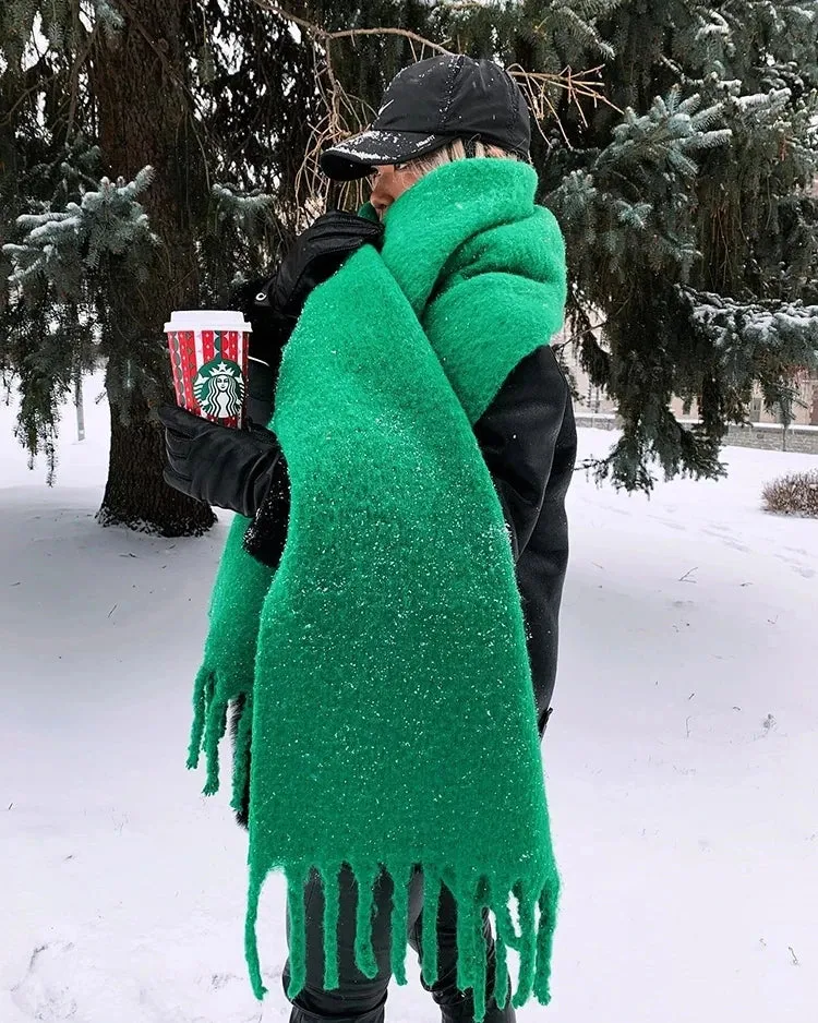 Luxurious Wool Fringe Scarf
