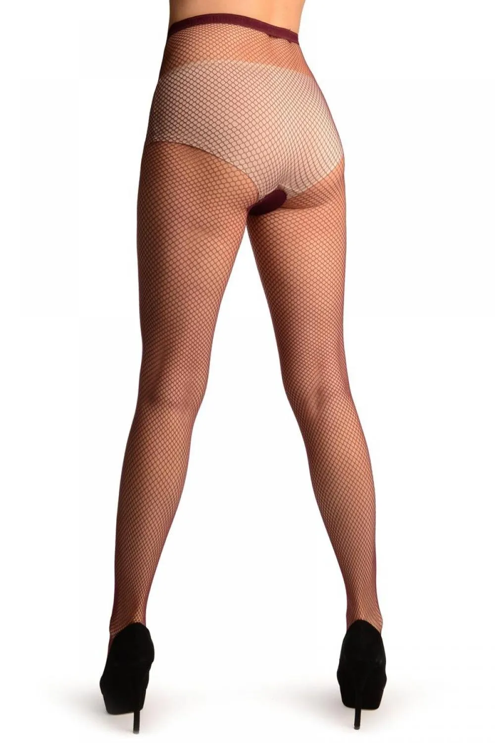 Maroon Luxurious Medium Mesh Fishnet Tights