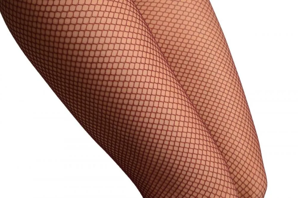 Maroon Luxurious Medium Mesh Fishnet Tights