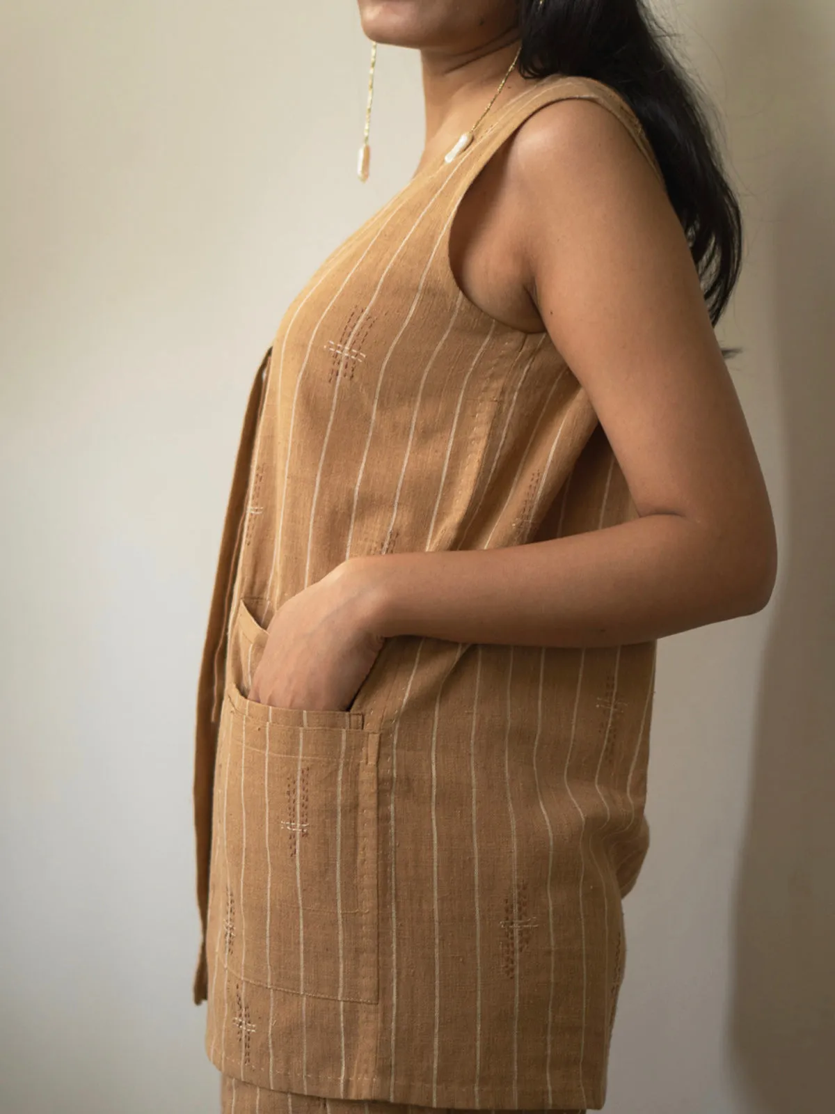 Materiality Long Vest Brown