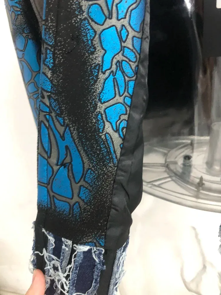 Men's Luxurious Blue Distressed Suede Jacket