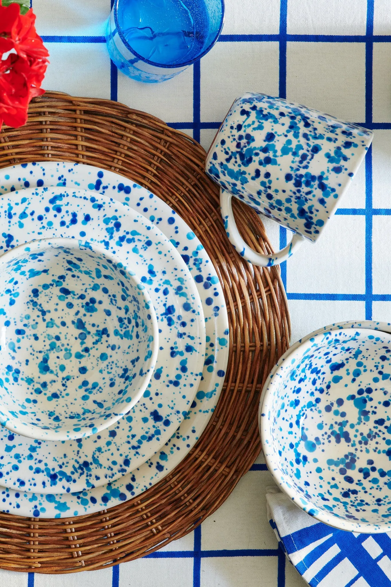 Mixed Blue Spongeware Sconset Dinner Plate (Set of 4)