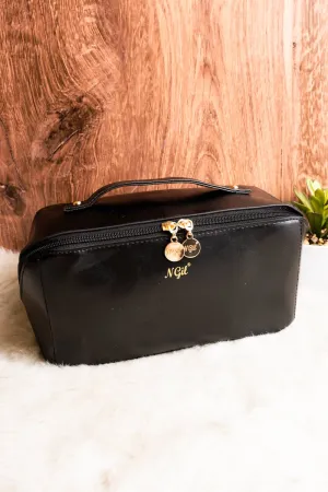 NGIL Morning Ready Black Large Expandable Cosmetic Bag