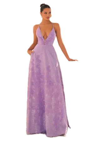 Nicoletta NC1060 Lavender 6 Gown – Elegant Sequined Floral Evening Dress