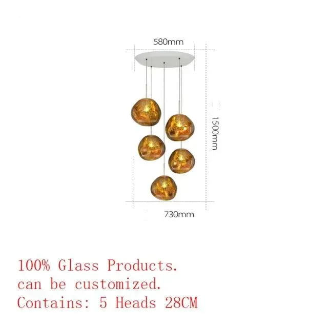 Nordic LED glass Chandelier Lava Ball Pendant Lamps Hanging Lamps Bedroom Kitchen Chandelier Modern Personality Light Melt Lava