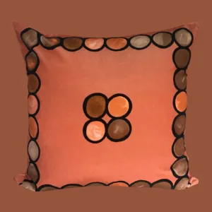 Ombré Circle Velvet Cushion - Coral   Mocha