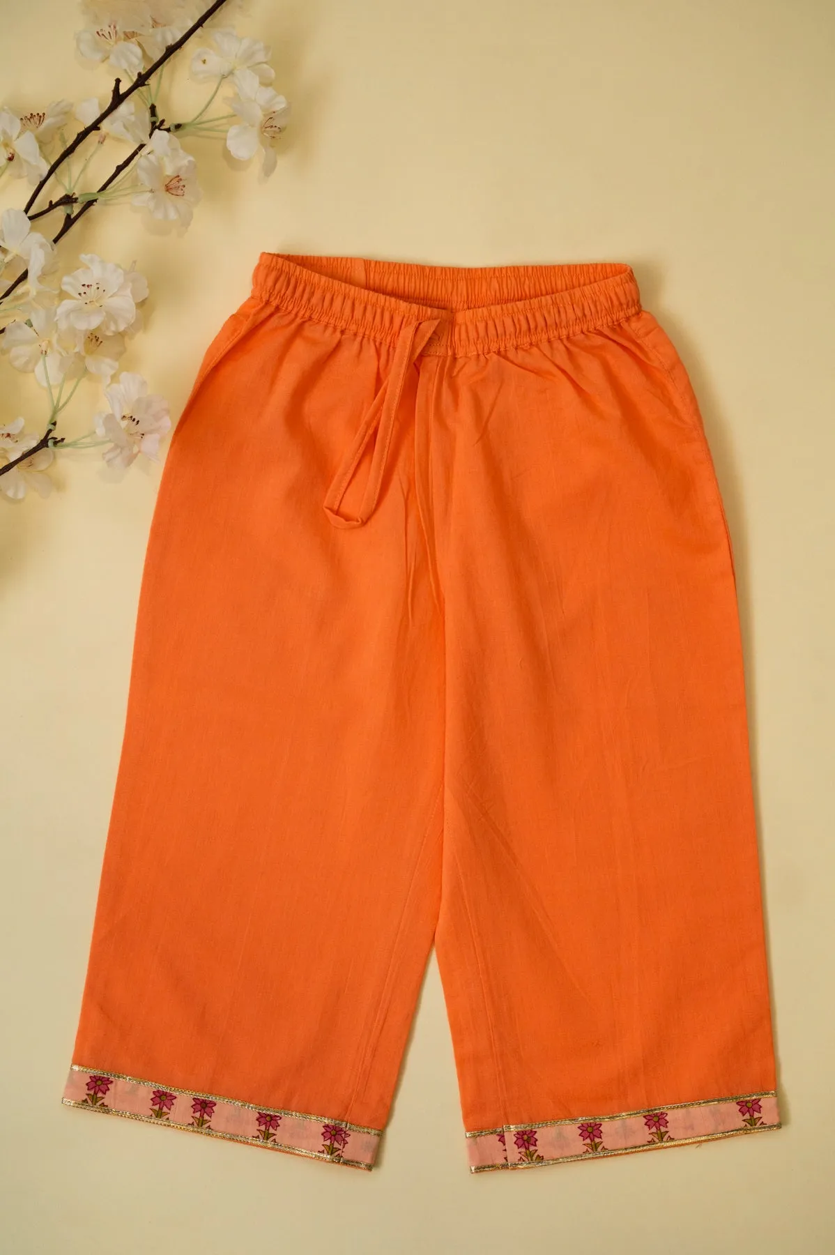 Ombre Floral Top With Pants - Peach