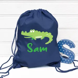 Personalised Gym Bag Kids, Boys Crocodile Gym Bag, Boys Drawstring Bag, School Bag, Crocodile School PE Bag, Kids Crocodile Bag, Nursery Bag