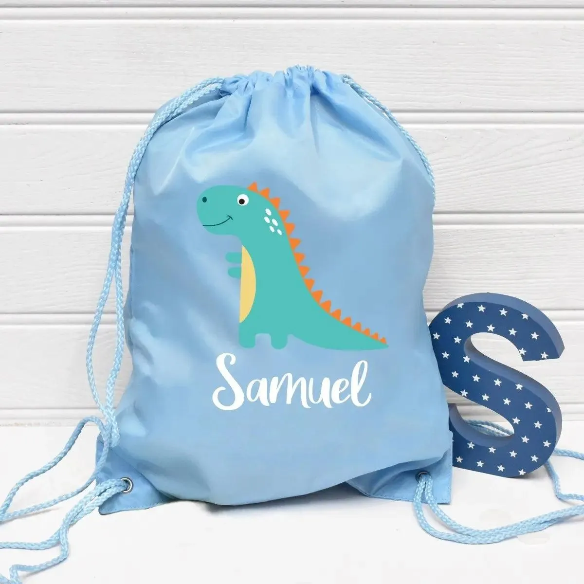 Personalised Gym Bag Kids, Boys Dinosaur Gym Bag, Boys Drawstring Bag, School Bag, Dinosaur School PE Bag, Dinosaur Pump Bag, Nursery Bag