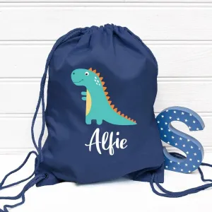 Personalised Gym Bag Kids, Boys Dinosaur Gym Bag, Boys Drawstring Bag, School Bag, Dinosaur School PE Bag, Dinosaur Pump Bag, Nursery Bag