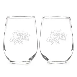 Personalized Happily Ever After Stemless Glass (Set of Two Glasses)