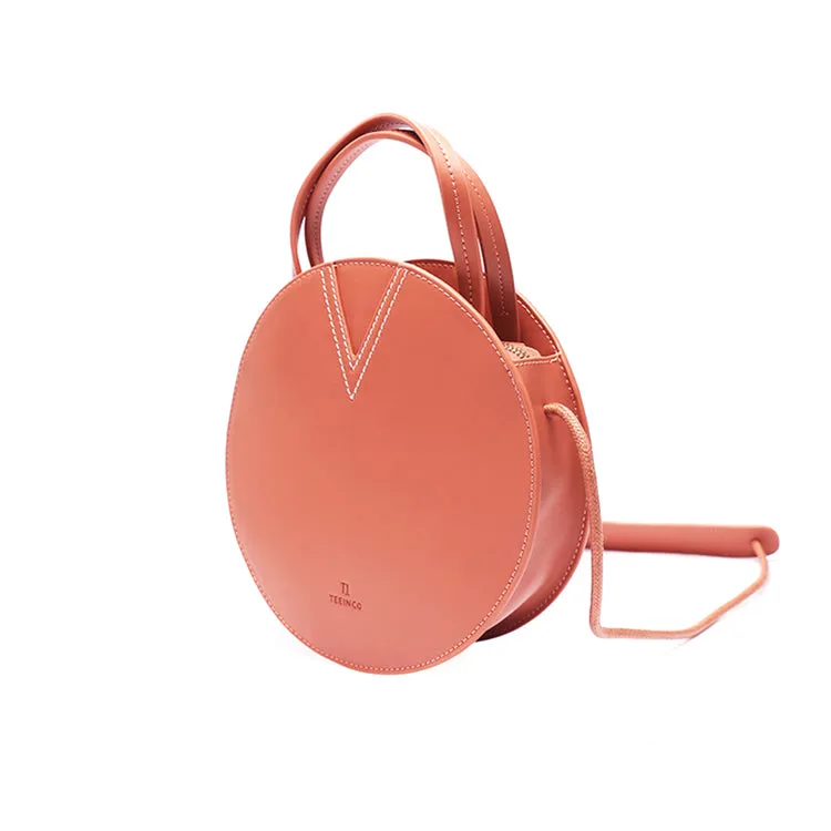 Pink Leather Ladies Crossbody Bags Women Shoulder Bag Circle Bag