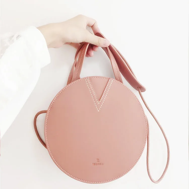 Pink Leather Ladies Crossbody Bags Women Shoulder Bag Circle Bag