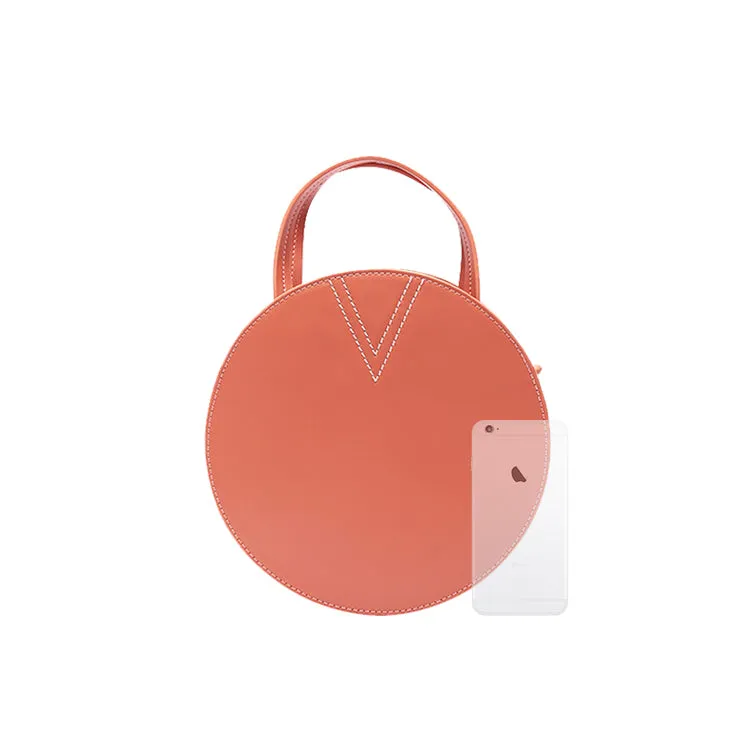 Pink Leather Ladies Crossbody Bags Women Shoulder Bag Circle Bag