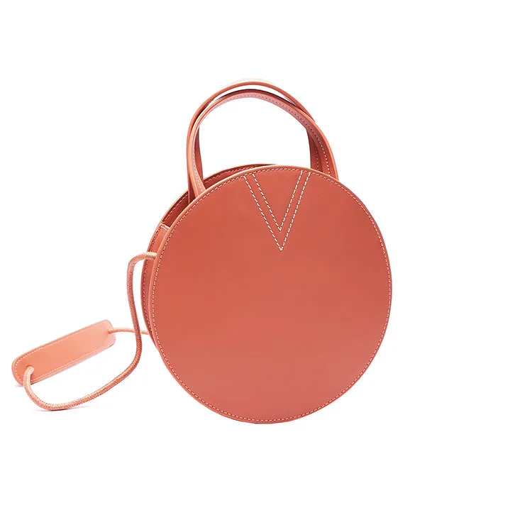 Pink Leather Ladies Crossbody Bags Women Shoulder Bag Circle Bag