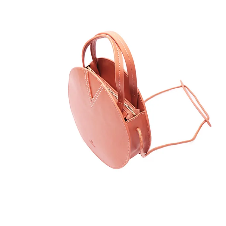Pink Leather Ladies Crossbody Bags Women Shoulder Bag Circle Bag