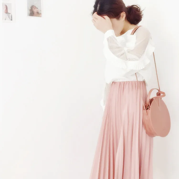 Pink Leather Ladies Crossbody Bags Women Shoulder Bag Circle Bag