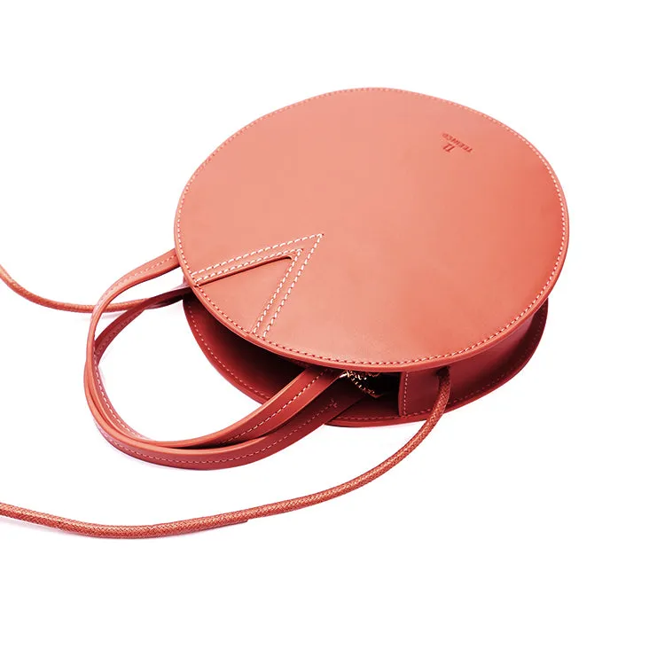 Pink Leather Ladies Crossbody Bags Women Shoulder Bag Circle Bag