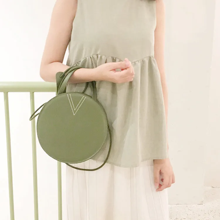 Pink Leather Ladies Crossbody Bags Women Shoulder Bag Circle Bag