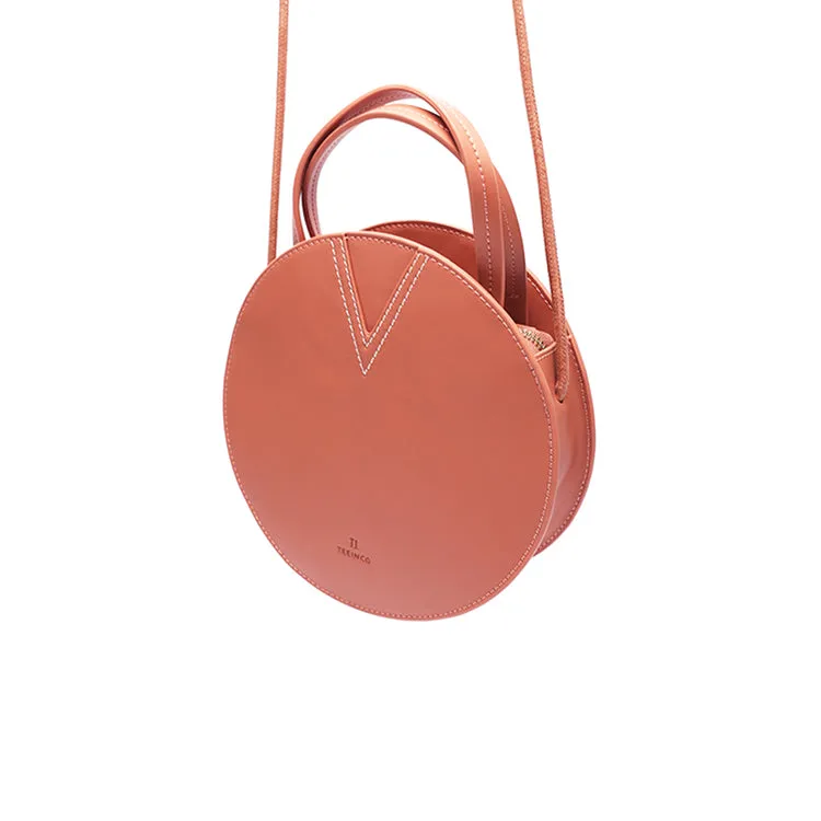 Pink Leather Ladies Crossbody Bags Women Shoulder Bag Circle Bag