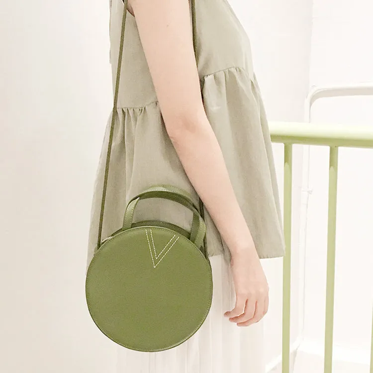 Pink Leather Ladies Crossbody Bags Women Shoulder Bag Circle Bag
