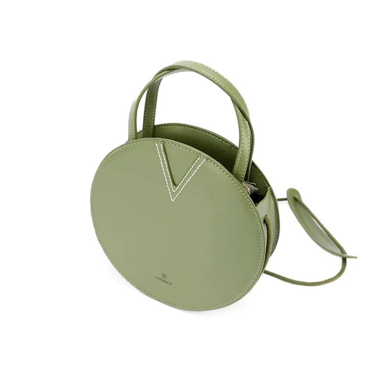 Pink Leather Ladies Crossbody Bags Women Shoulder Bag Circle Bag