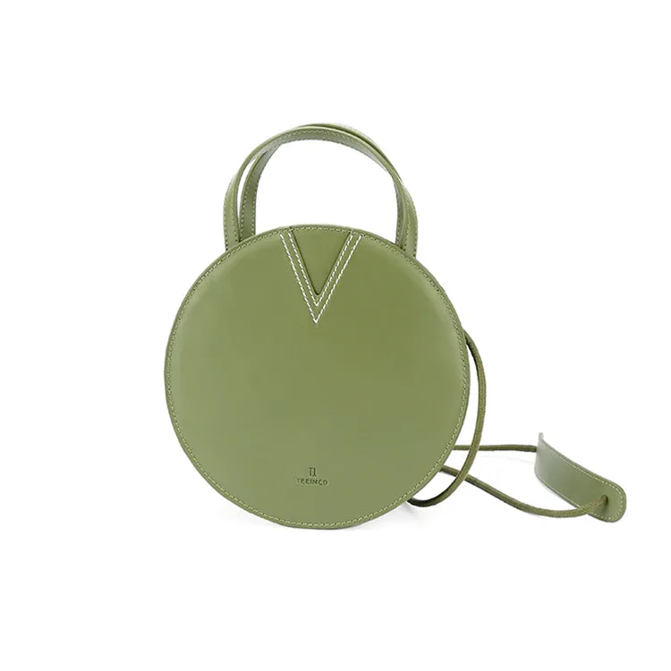 Pink Leather Ladies Crossbody Bags Women Shoulder Bag Circle Bag